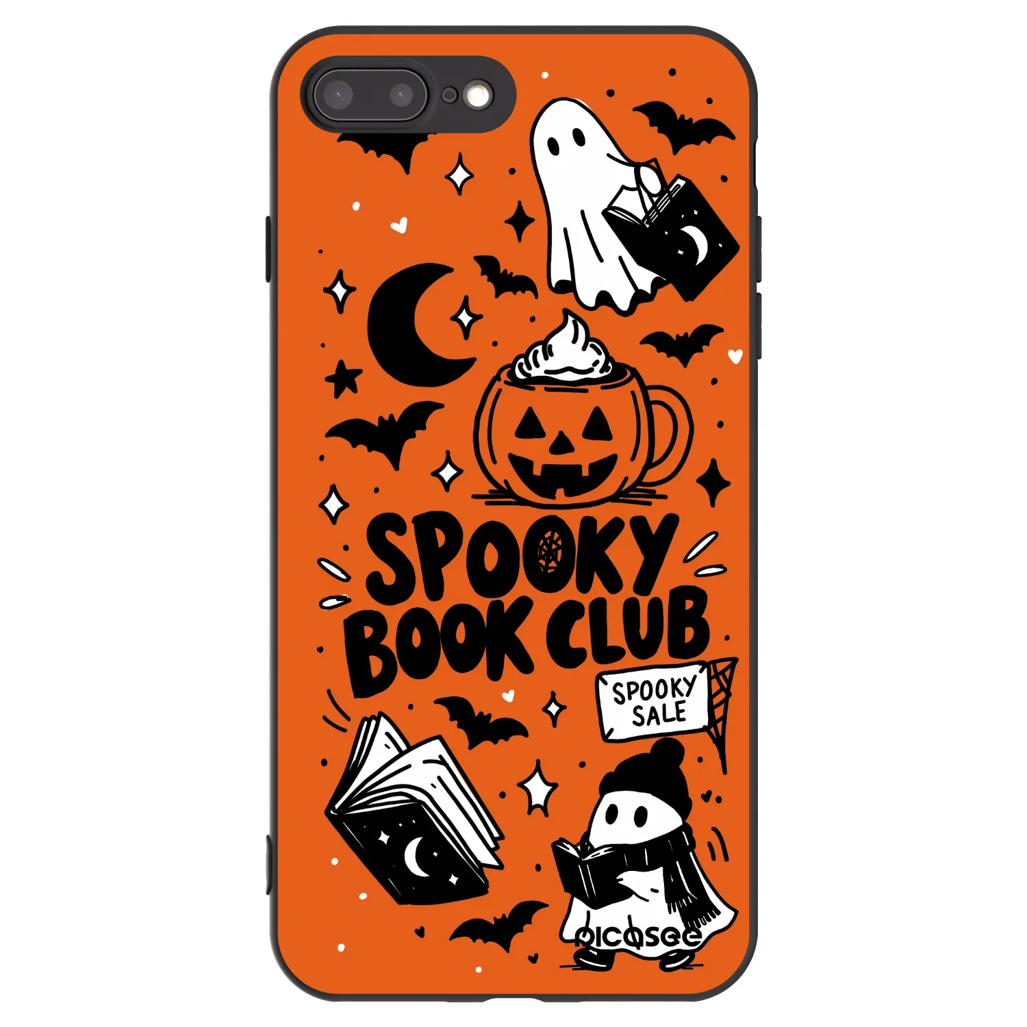Picasee Apple iPhone 8 Plus Hülle - Schwarzes Silikon - Spooky book club