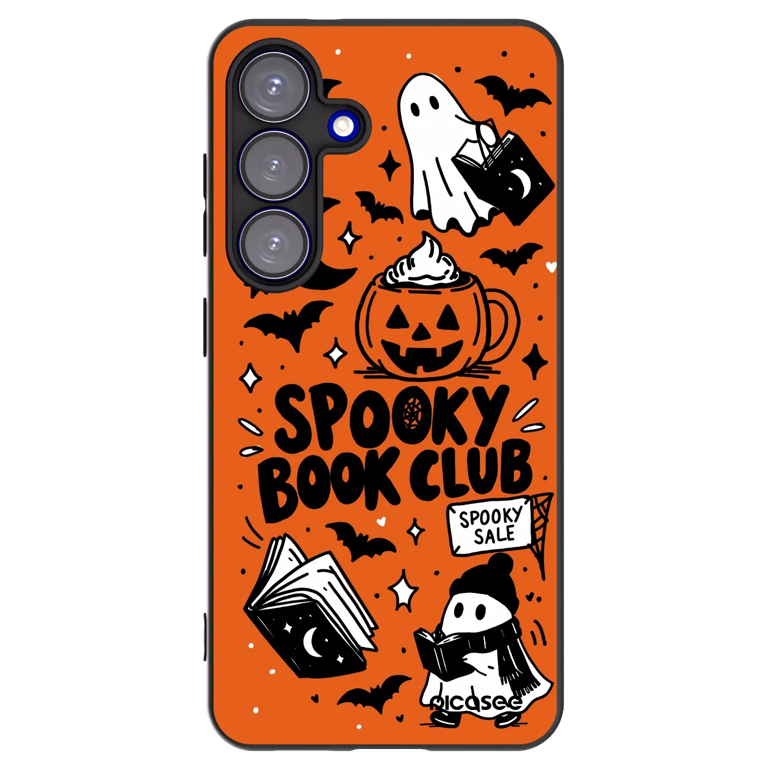 Picasee Samsung Galaxy S25 5G Hülle - Schwarzes Silikon - Spooky book club