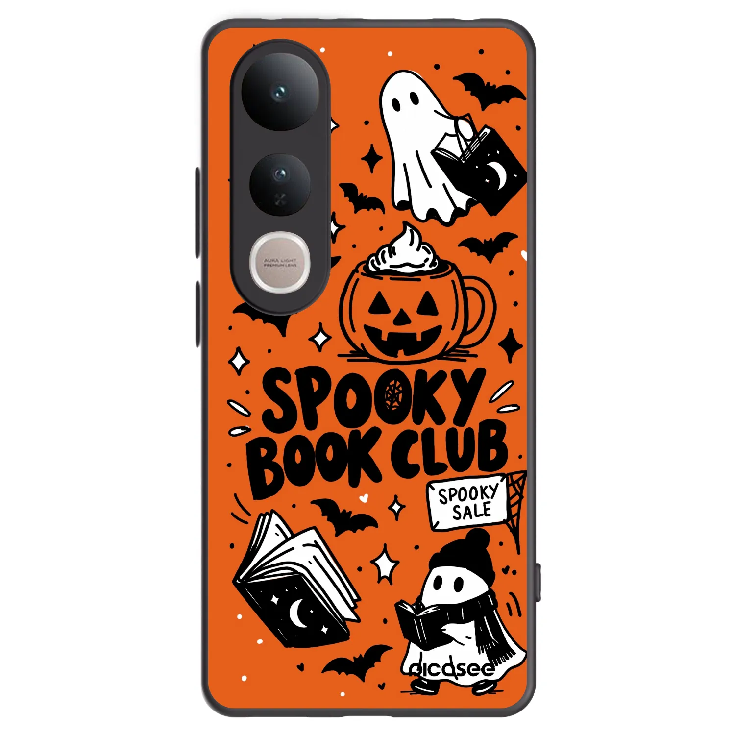 Picasee Vivo V50 Lite 5G Hülle - Schwarzes Silikon - Spooky book club