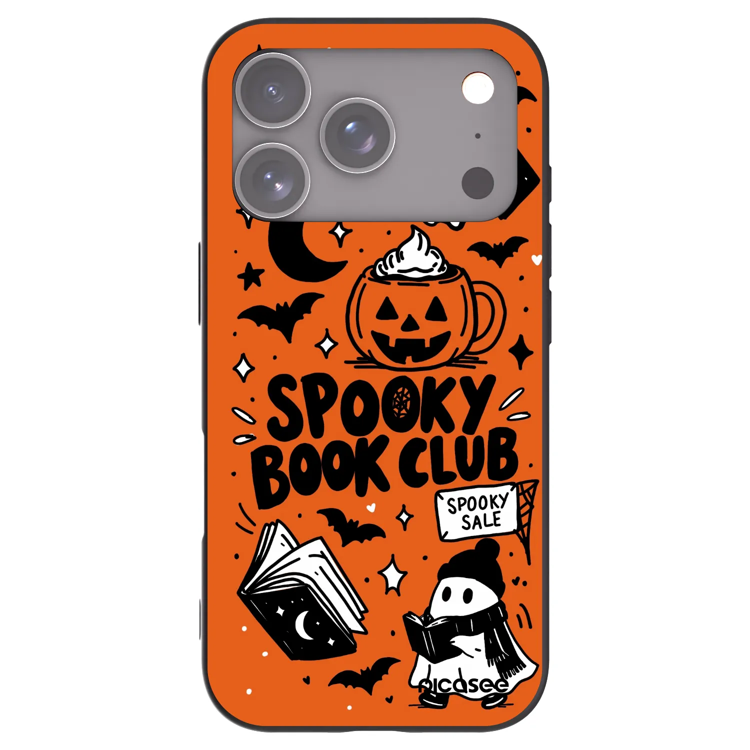 Picasee Apple iPhone 17 Pro Hülle - Schwarzes Silikon - Spooky book club