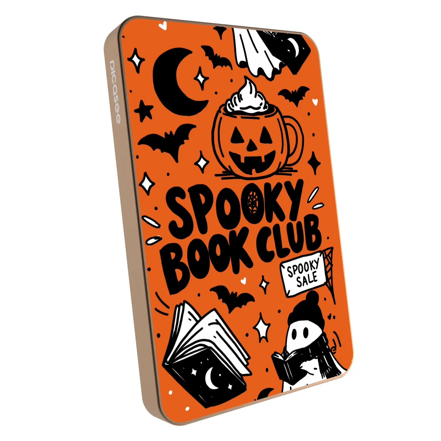 Picasee Powerbank mit MagSafe 5 000 mAh Golden - Spooky book club