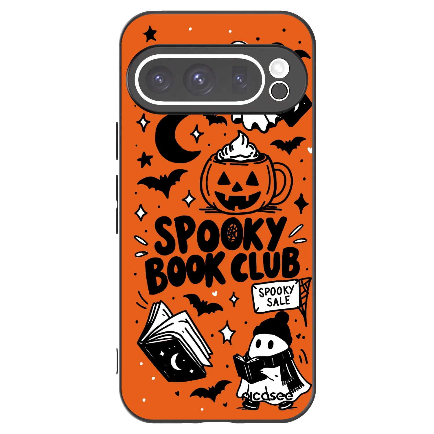 Picasee Google Pixel 9 Pro XL Hülle - Schwarzes Silikon - Spooky book club