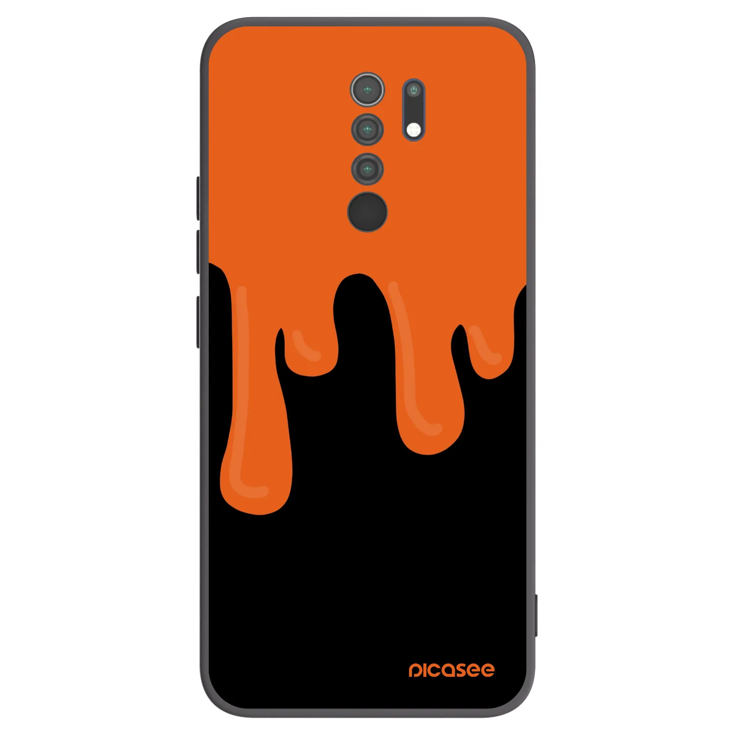 Picasee Xiaomi Redmi 9 Hülle - Schwarzes Silikon - Orange spooky