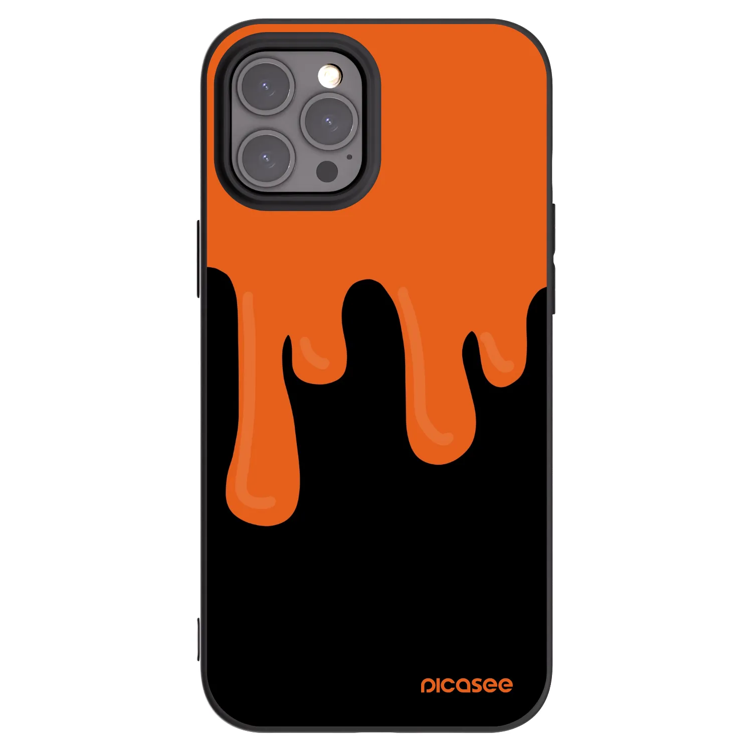 Picasee Apple iPhone 12 Pro Max Hülle - Schwarzes Silikon - Orange spooky