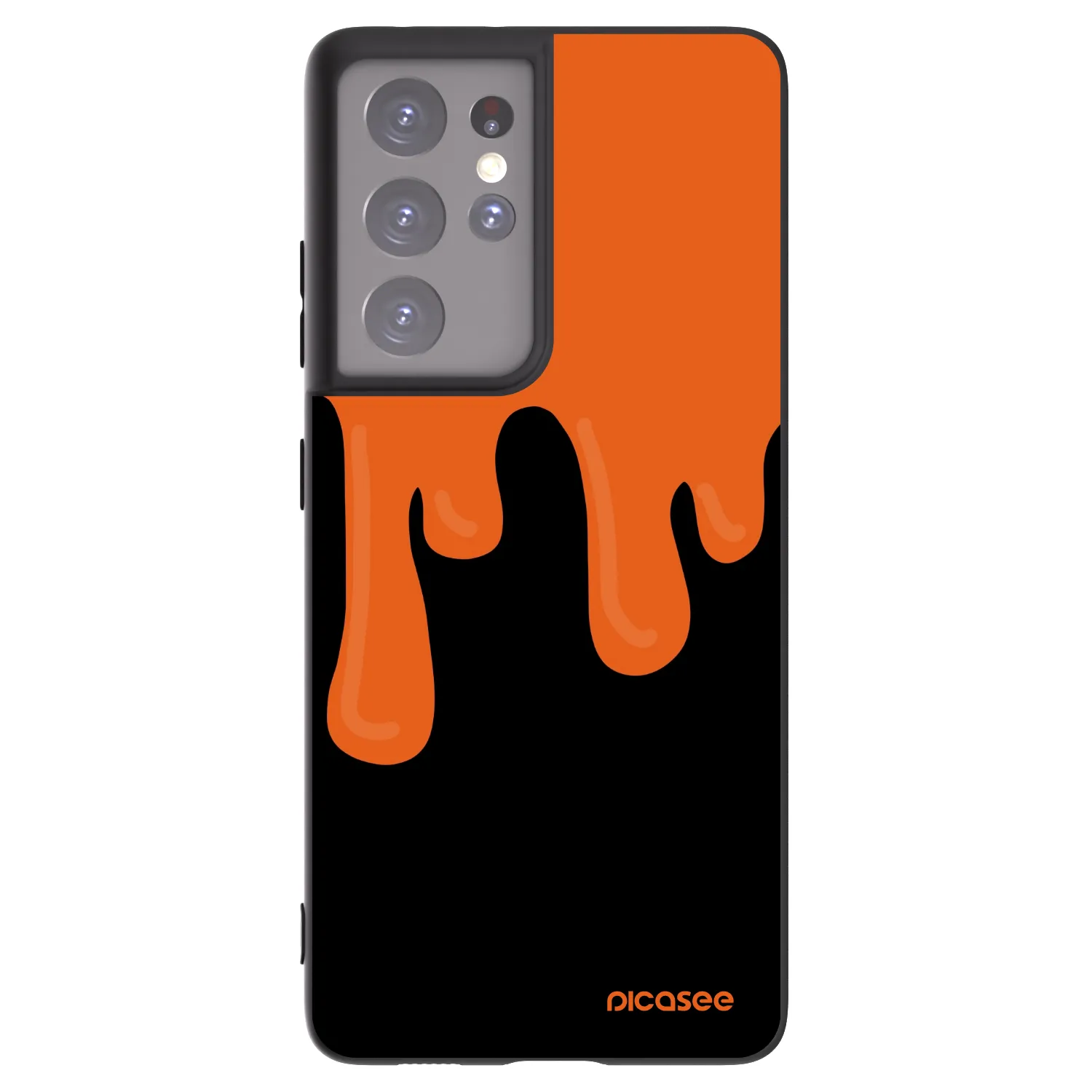 Picasee Samsung Galaxy S21 Ultra 5G G998B Hülle - Schwarzes Silikon - Orange spooky
