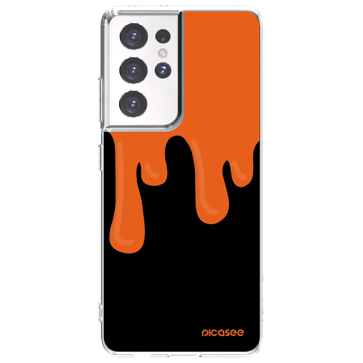 Picasee Samsung Galaxy S21 Ultra 5G G998B Hülle - Transparentes Silikon - Orange spooky