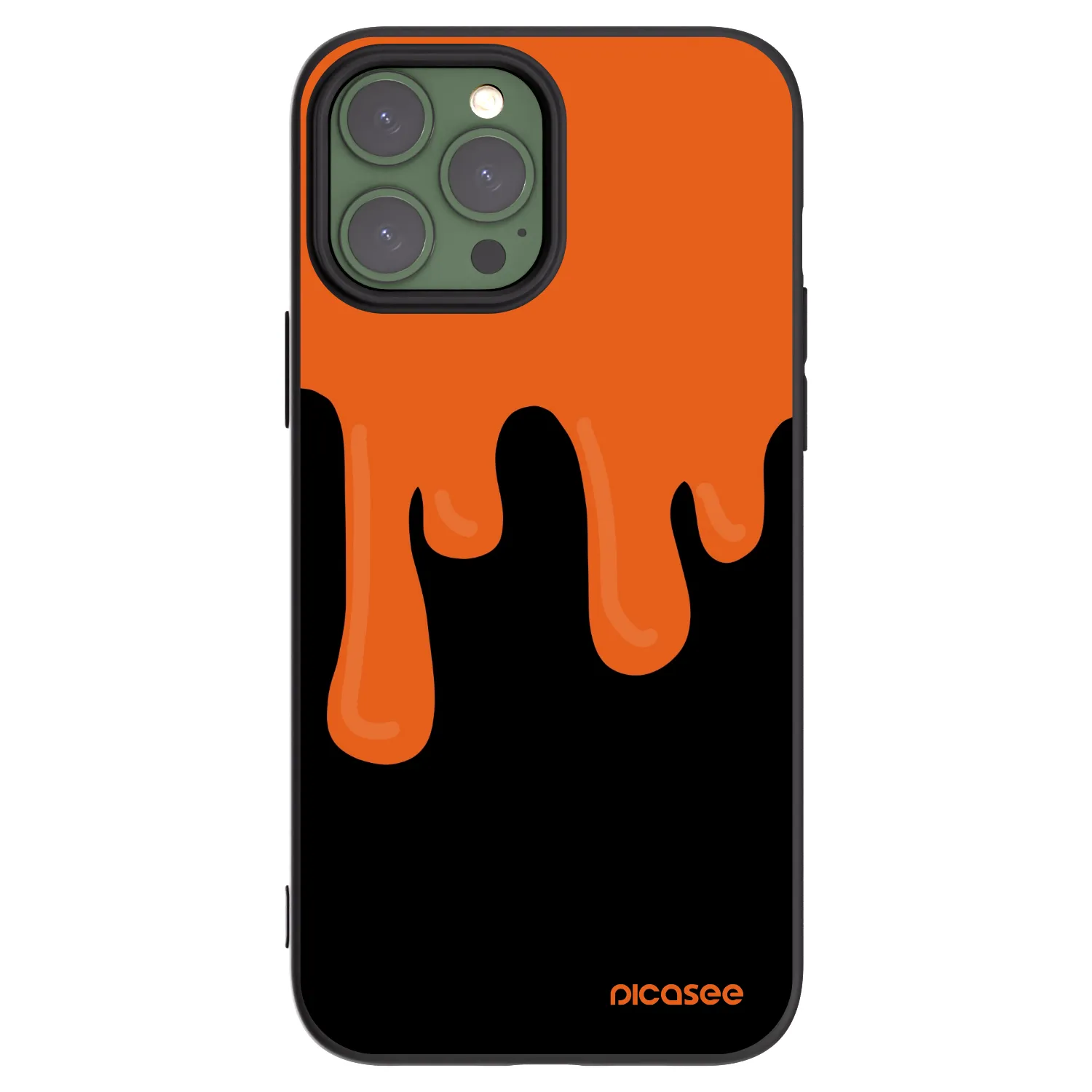Picasee Apple iPhone 13 Pro Max Hülle - Schwarzes Silikon - Orange spooky