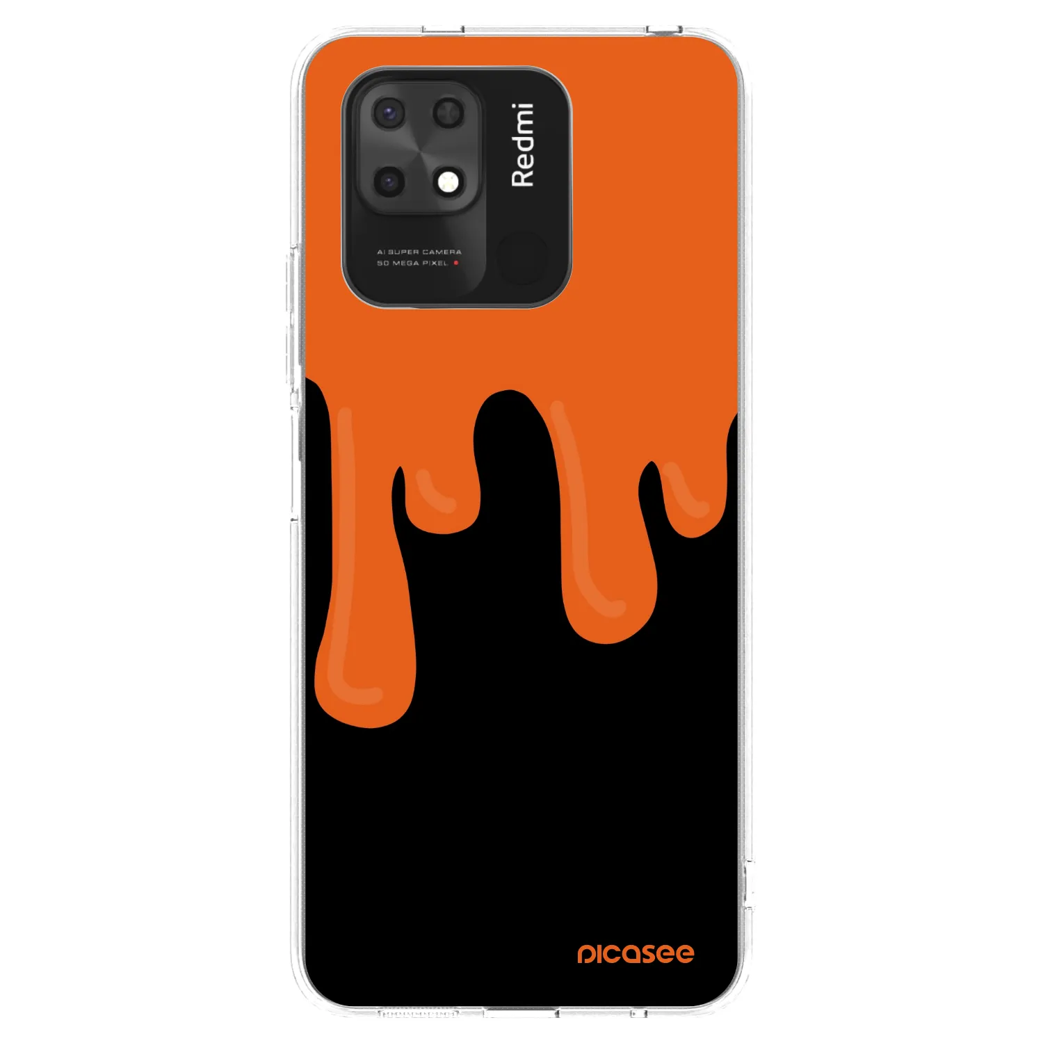 Picasee Xiaomi Redmi 10C Hülle - Transparentes Silikon - Orange spooky