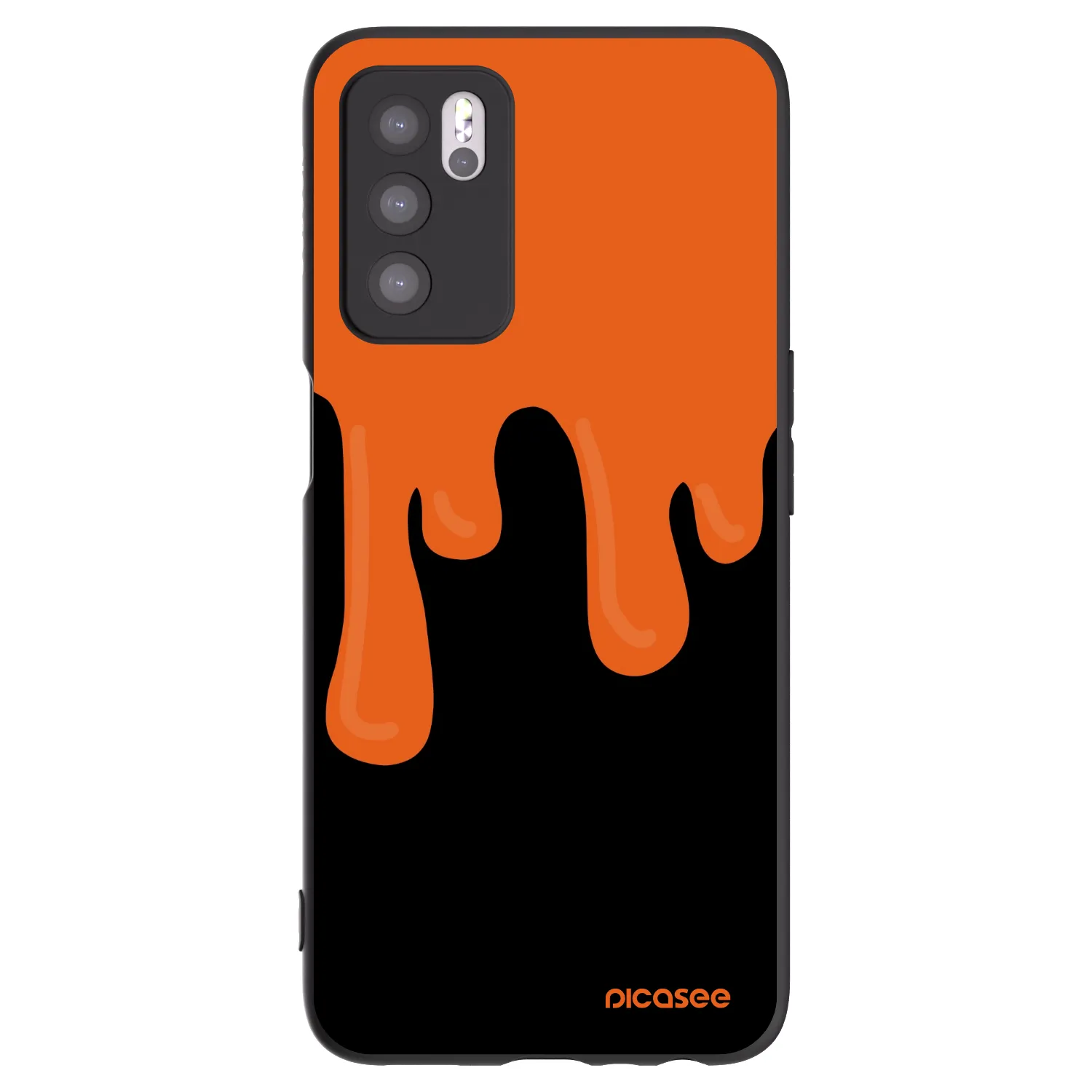 Picasee OPPO A16 Hülle - Schwarzes Silikon - Orange spooky