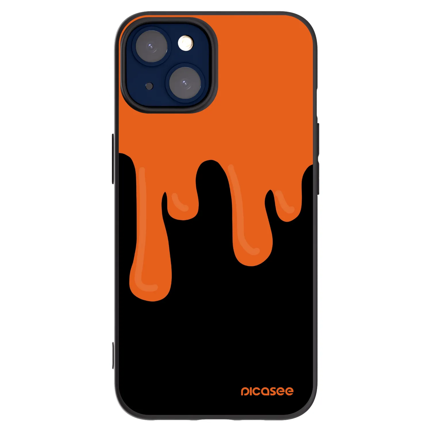 Picasee Apple iPhone 14 Hülle - Schwarzes Silikon - Orange spooky
