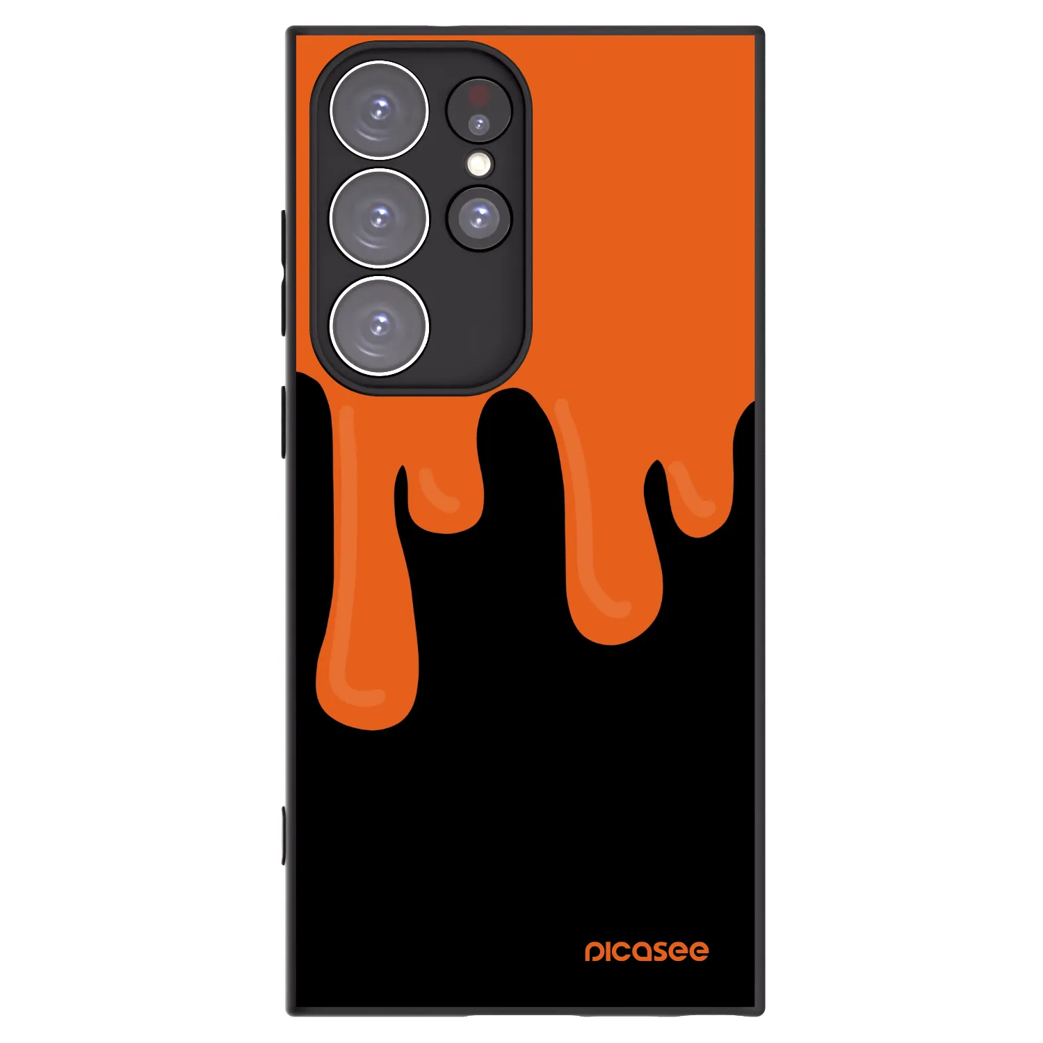 Picasee Samsung Galaxy S23 Ultra 5G Hülle - Schwarzes Silikon - Orange spooky
