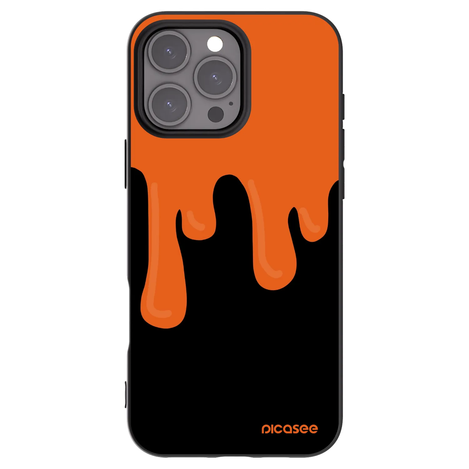 Picasee Apple iPhone 16 Pro Max Hülle - Schwarzes Silikon - Orange spooky