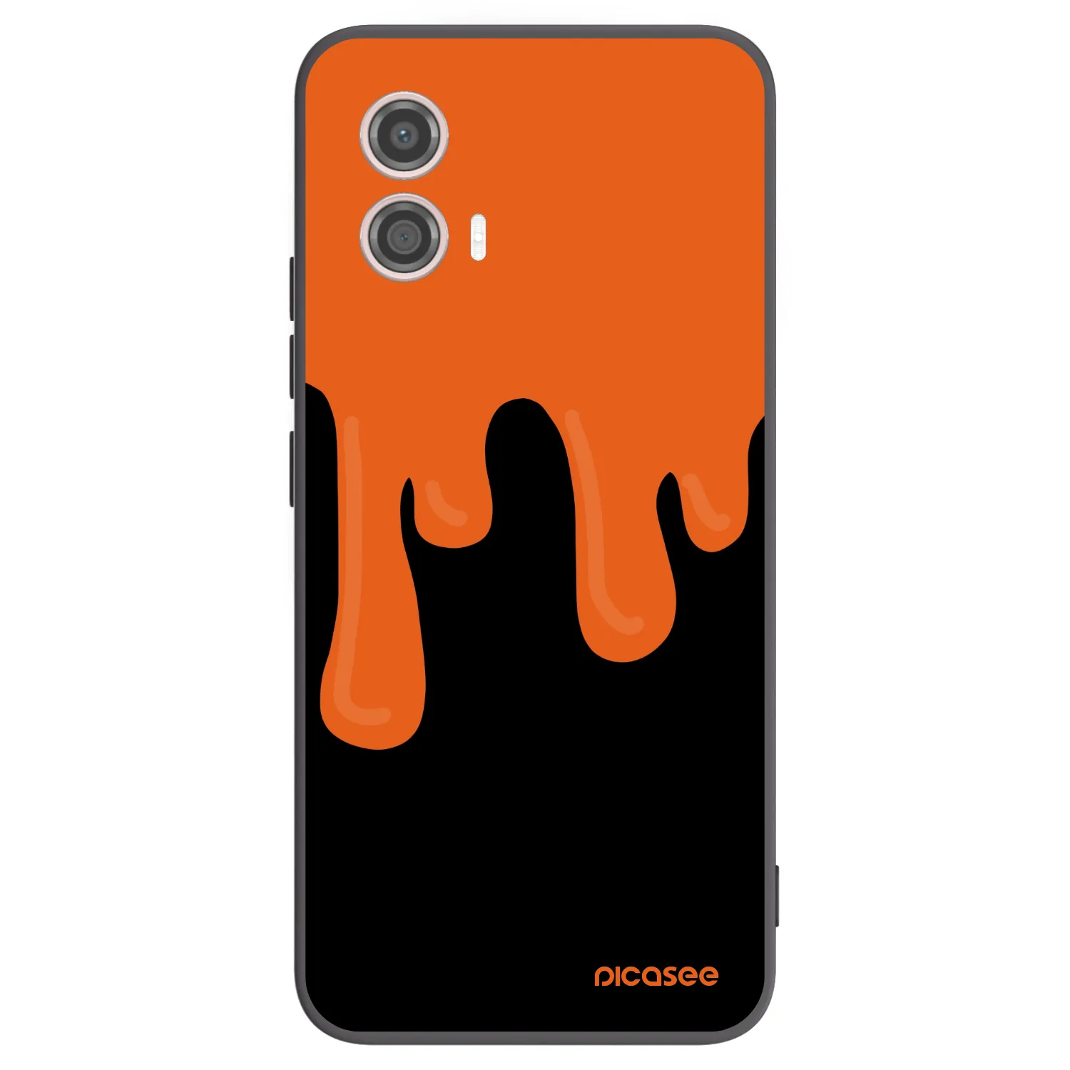 Picasee Motorola Moto G53 5G Hülle - Schwarzes Silikon - Orange spooky
