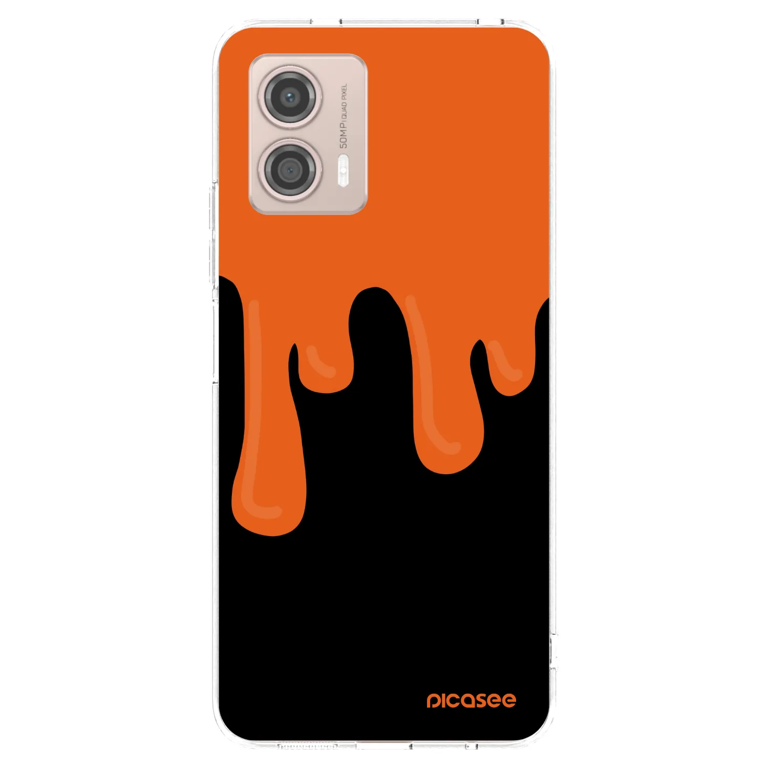 Picasee Motorola Moto G53 5G Hülle - Transparentes Silikon - Orange spooky