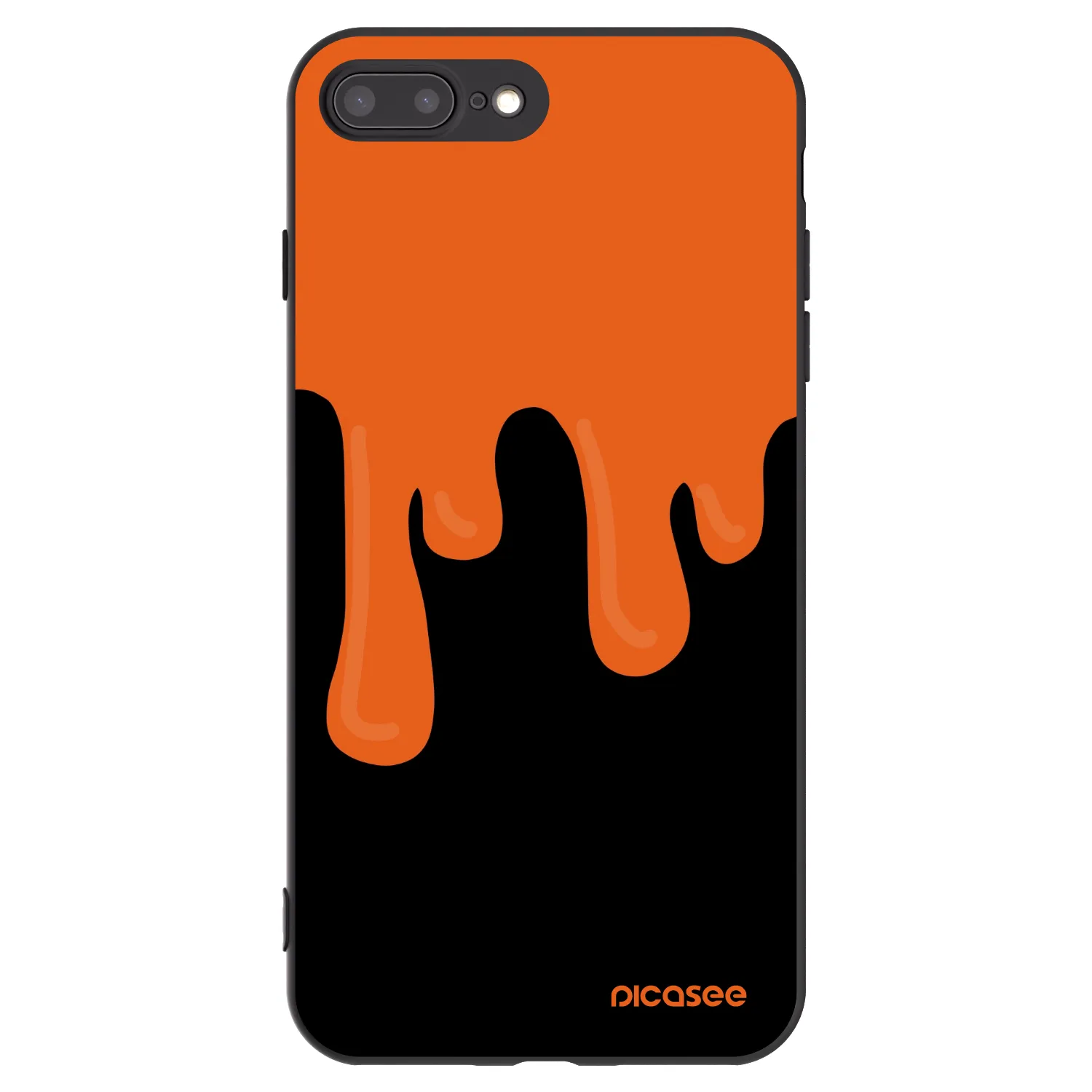 Picasee Apple iPhone 8 Plus Hülle - Schwarzes Silikon - Orange spooky