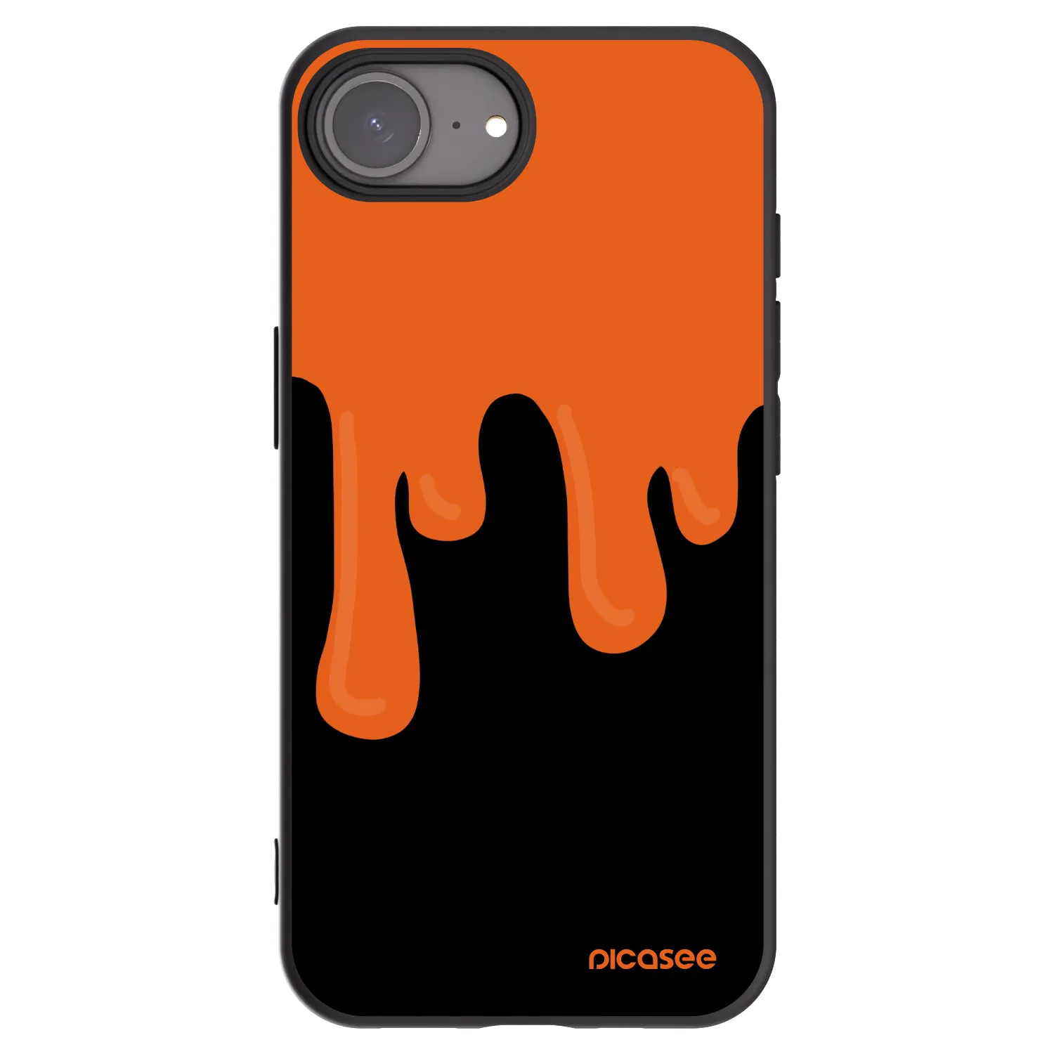 Picasee Apple iPhone 16e Hülle - Schwarzes Silikon - Orange spooky