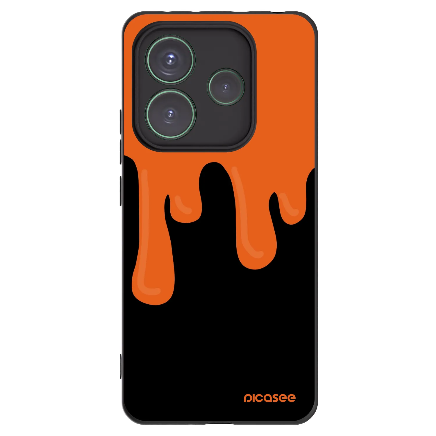 Picasee Xiaomi Redmi Note 14 5G Hülle - Schwarzes Silikon - Orange spooky