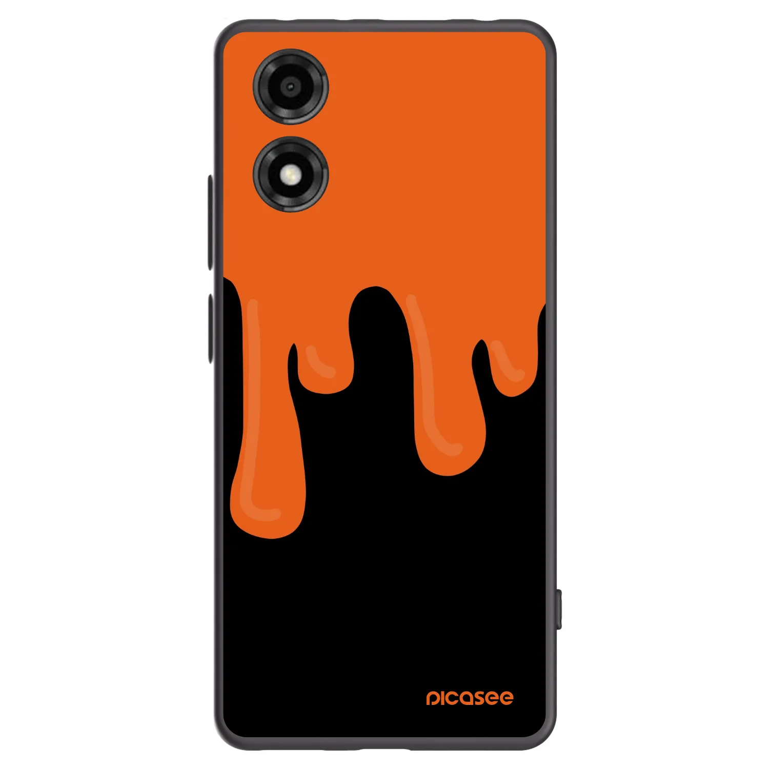 Picasee Motorola Moto E14 Hülle - Schwarzes Silikon - Orange spooky
