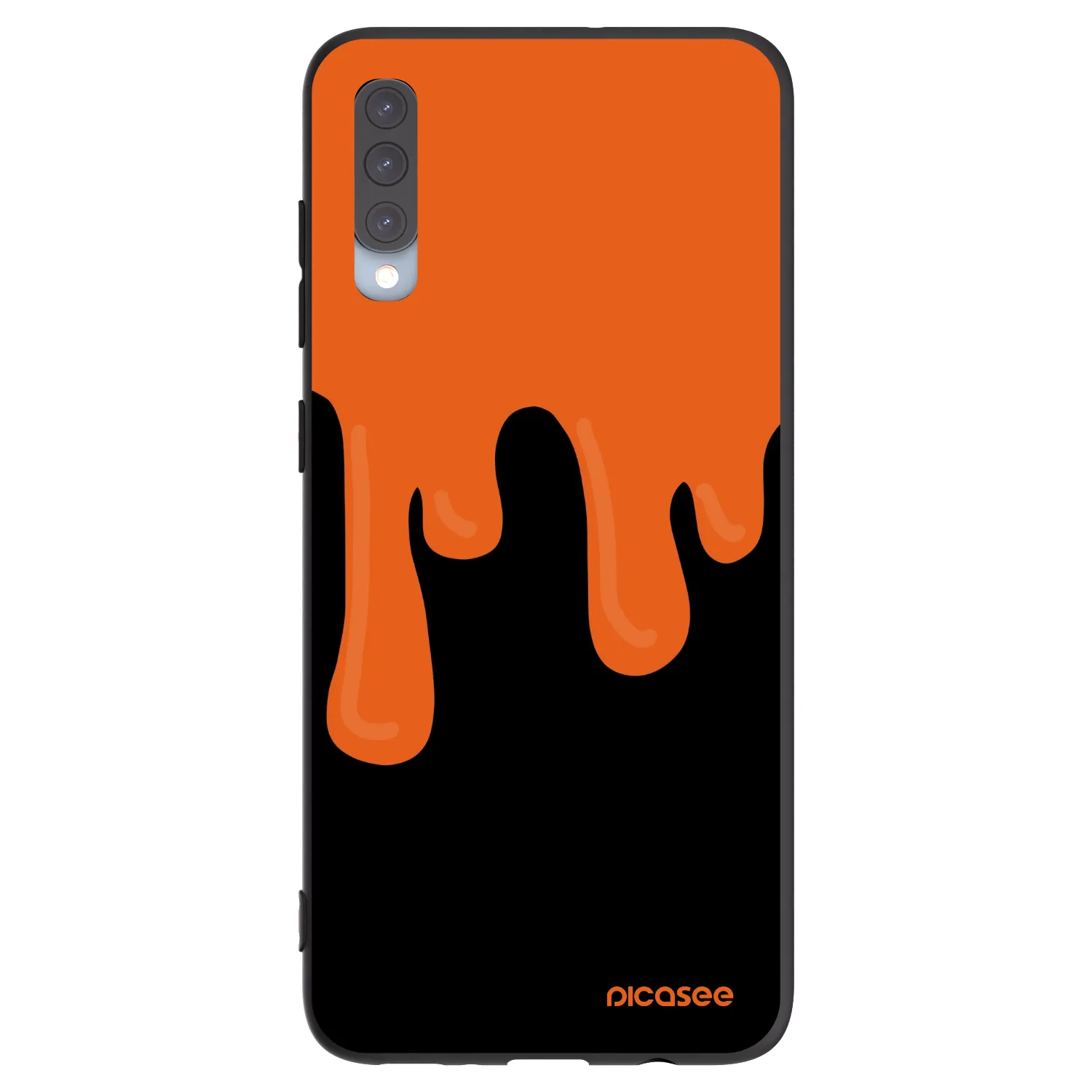 Picasee Samsung Galaxy A70 A705F Hülle - Schwarzes Silikon - Orange spooky