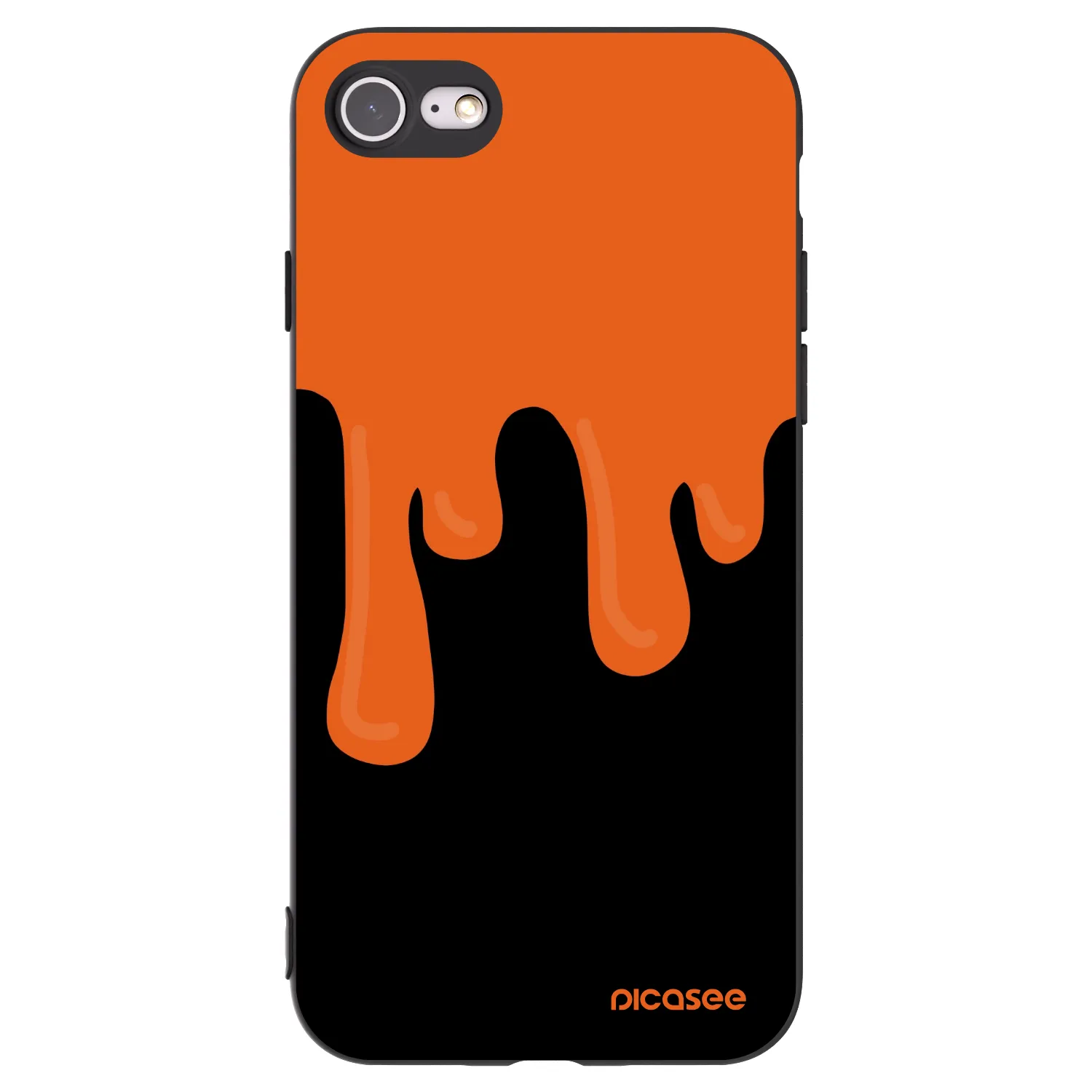 Picasee Apple iPhone SE 2020 Hülle - Schwarzes Silikon - Orange spooky