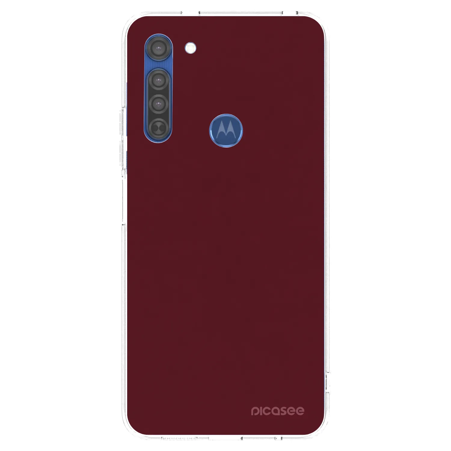 Picasee Motorola Moto G8 Hülle - Transparentes Silikon - Burgundy red