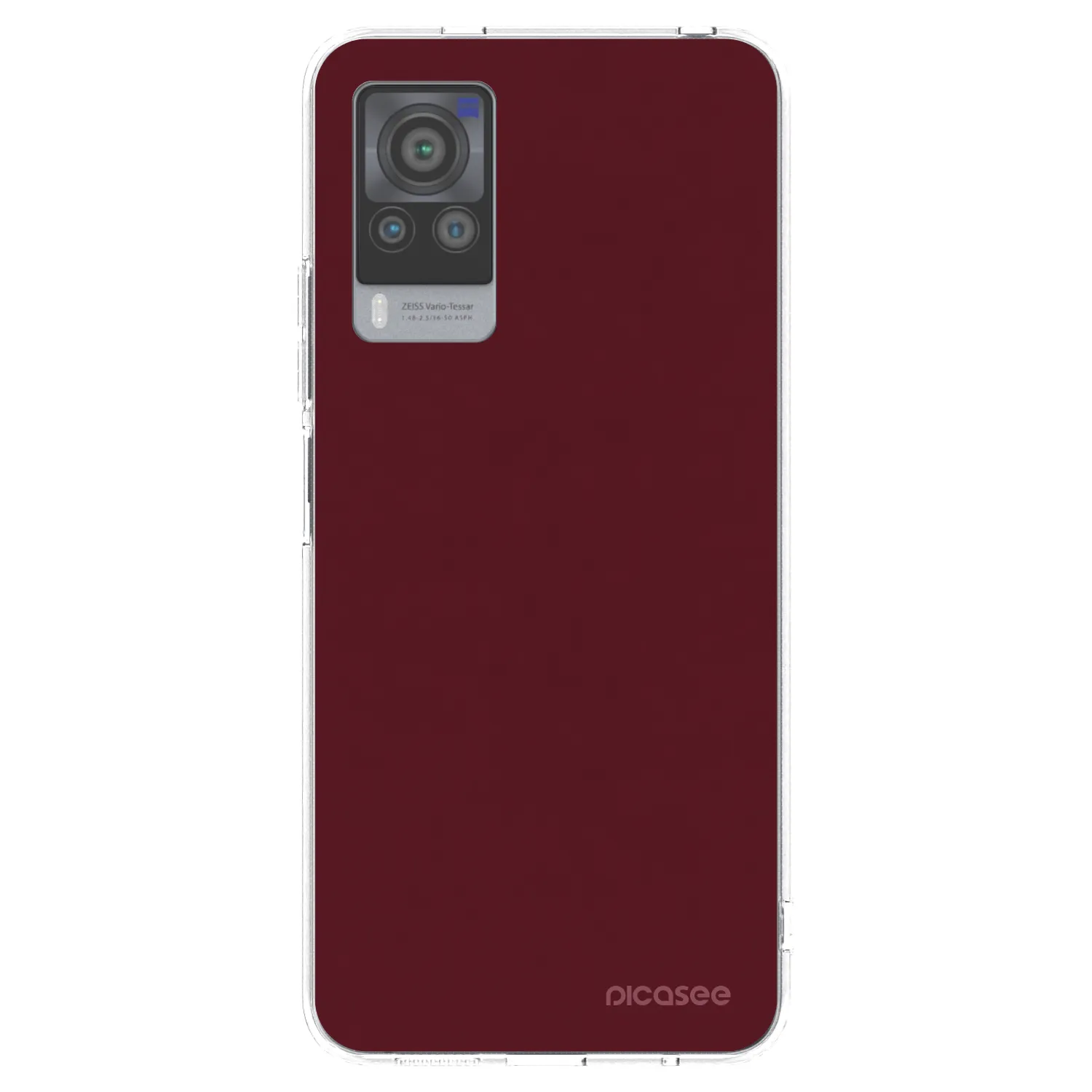 Picasee Vivo X60 Pro 5G Hülle - Transparentes Silikon - Burgundy red
