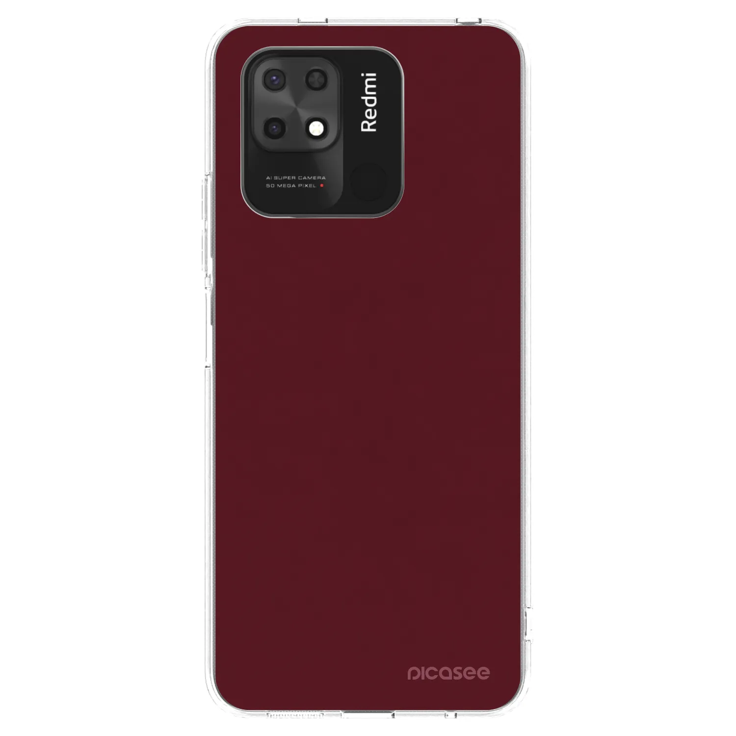 Picasee Xiaomi Redmi 10C Hülle - Transparentes Silikon - Burgundy red