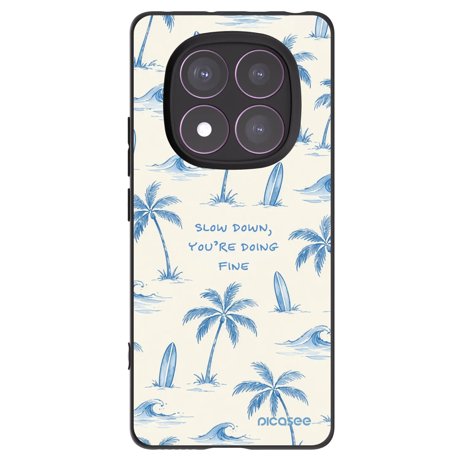 Picasee Xiaomi Redmi Note 14 Pro 4G Hülle - Schwarzes Silikon - Slow Tide