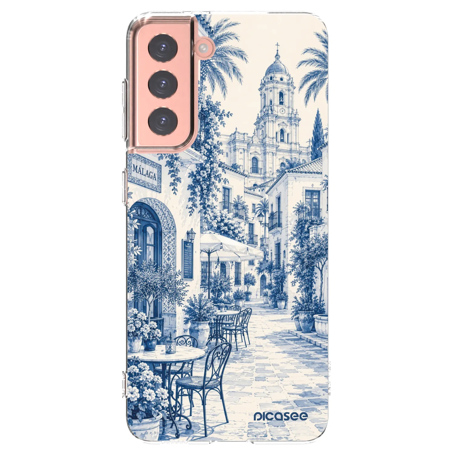 Picasee Samsung Galaxy S21 5G G991B Hülle - Transparentes Silikon - Calle Azul