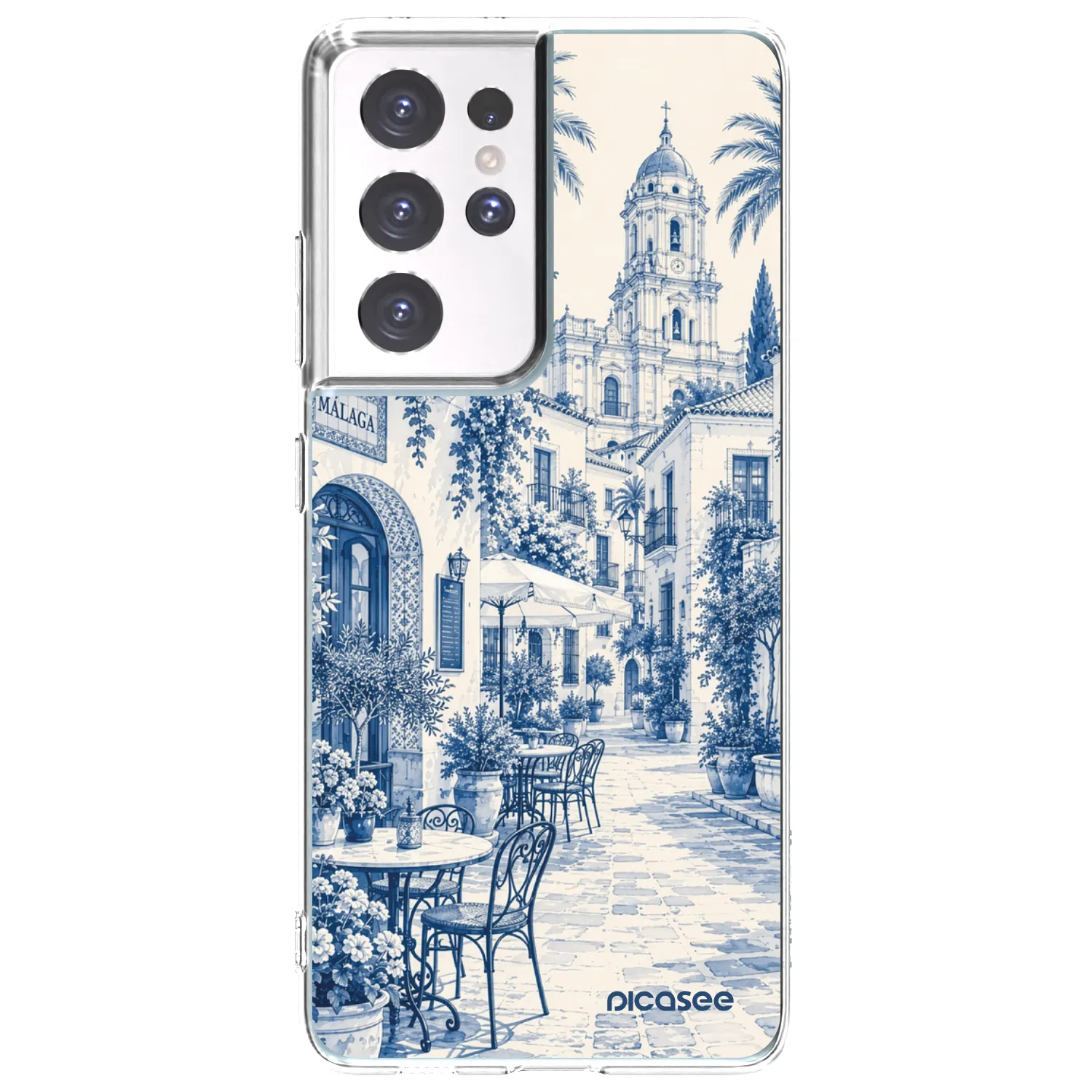 Picasee Samsung Galaxy S21 Ultra 5G G998B Hülle - Transparentes Silikon - Calle Azul