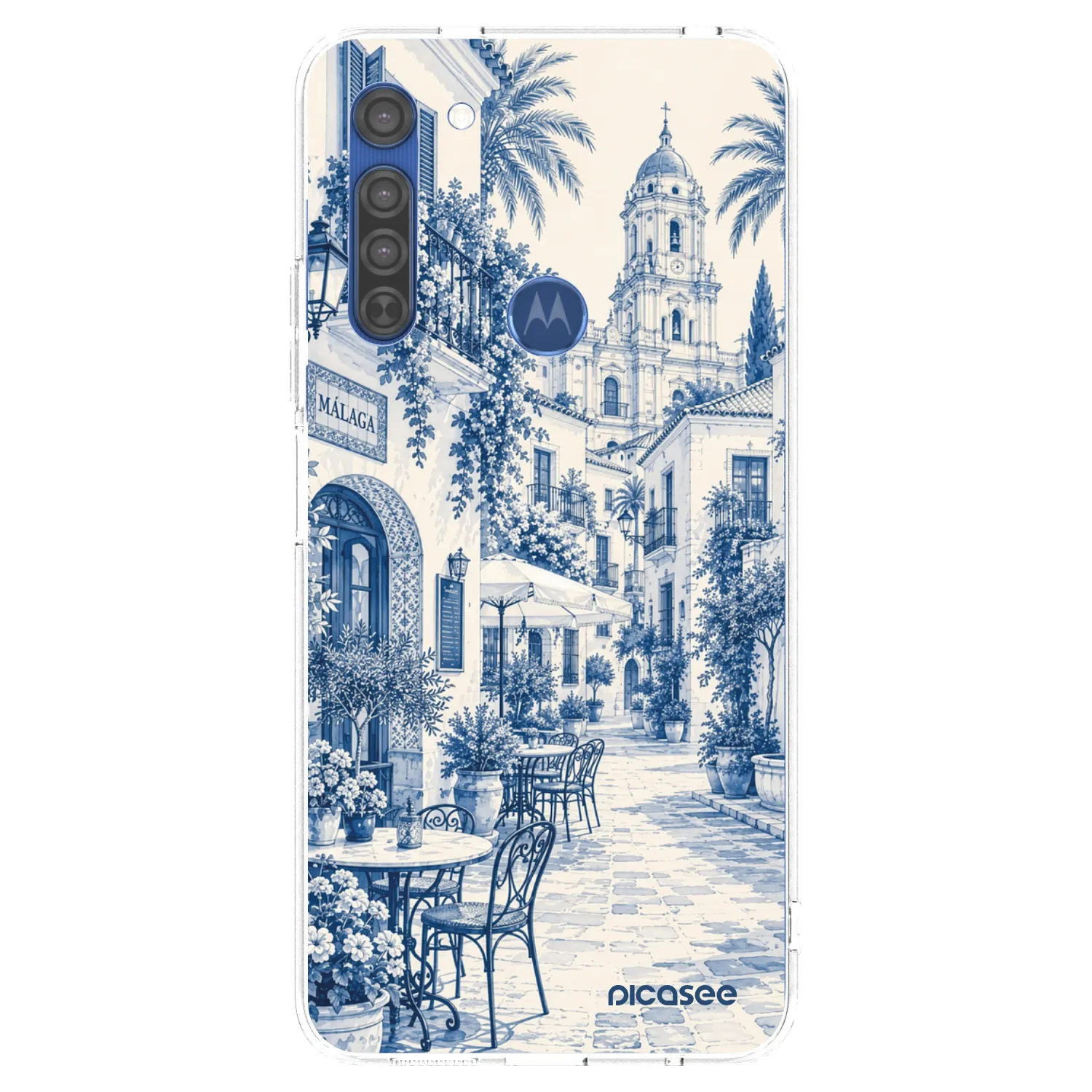 Picasee Motorola Moto G8 Hülle - Transparentes Silikon - Calle Azul