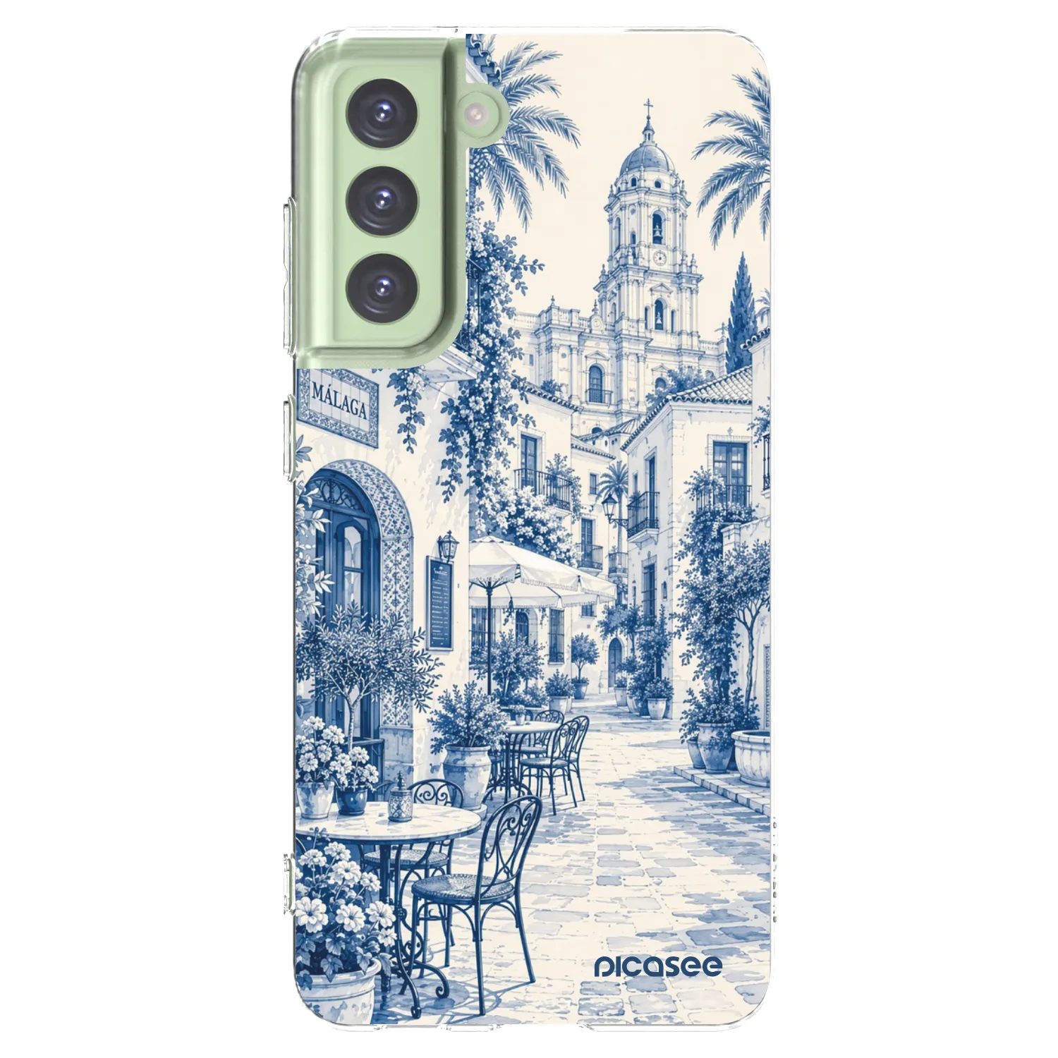 Picasee Samsung Galaxy S21 FE 5G Hülle - Transparentes Silikon - Calle Azul