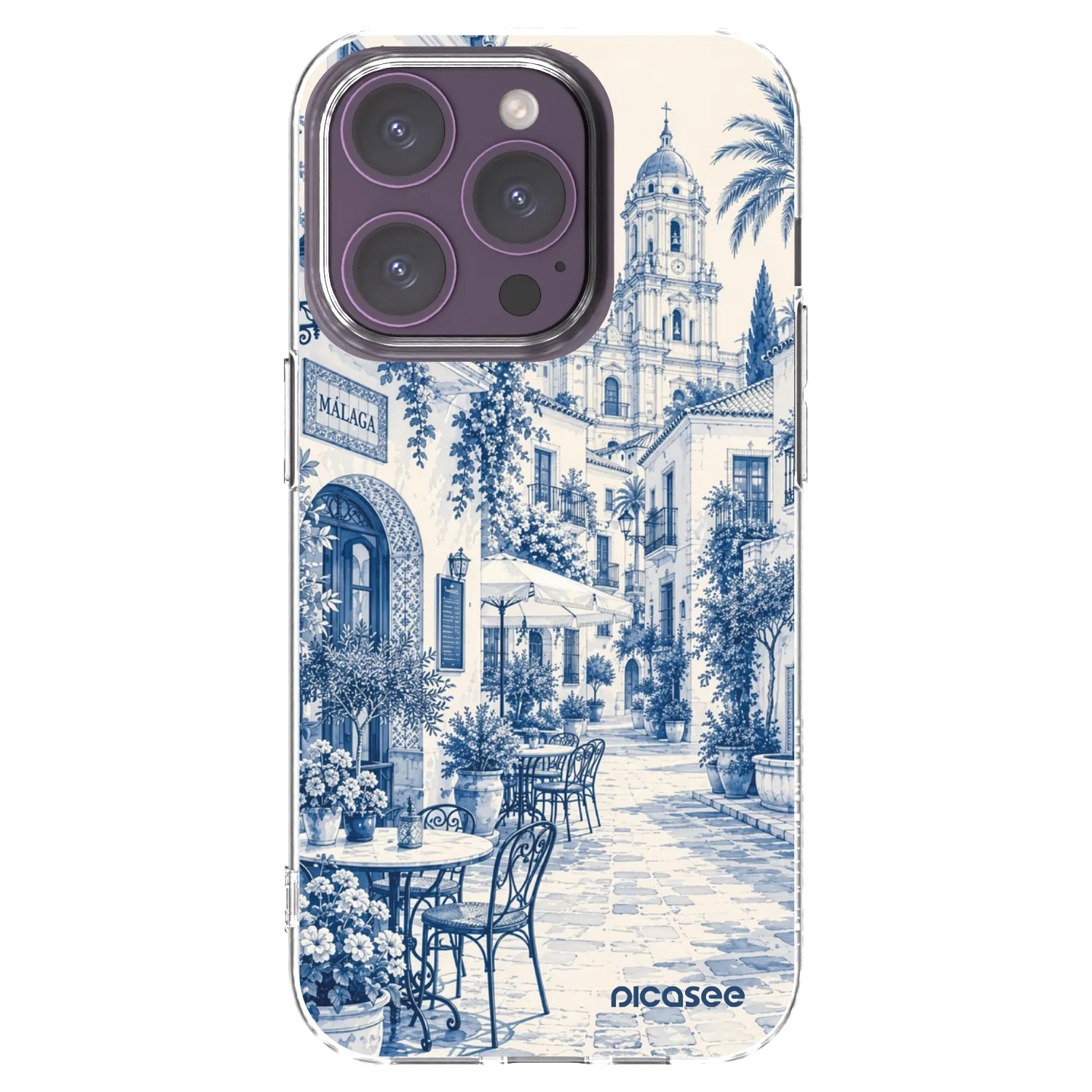 Picasee Apple iPhone 14 Pro Hülle - Transparentes Silikon - Calle Azul