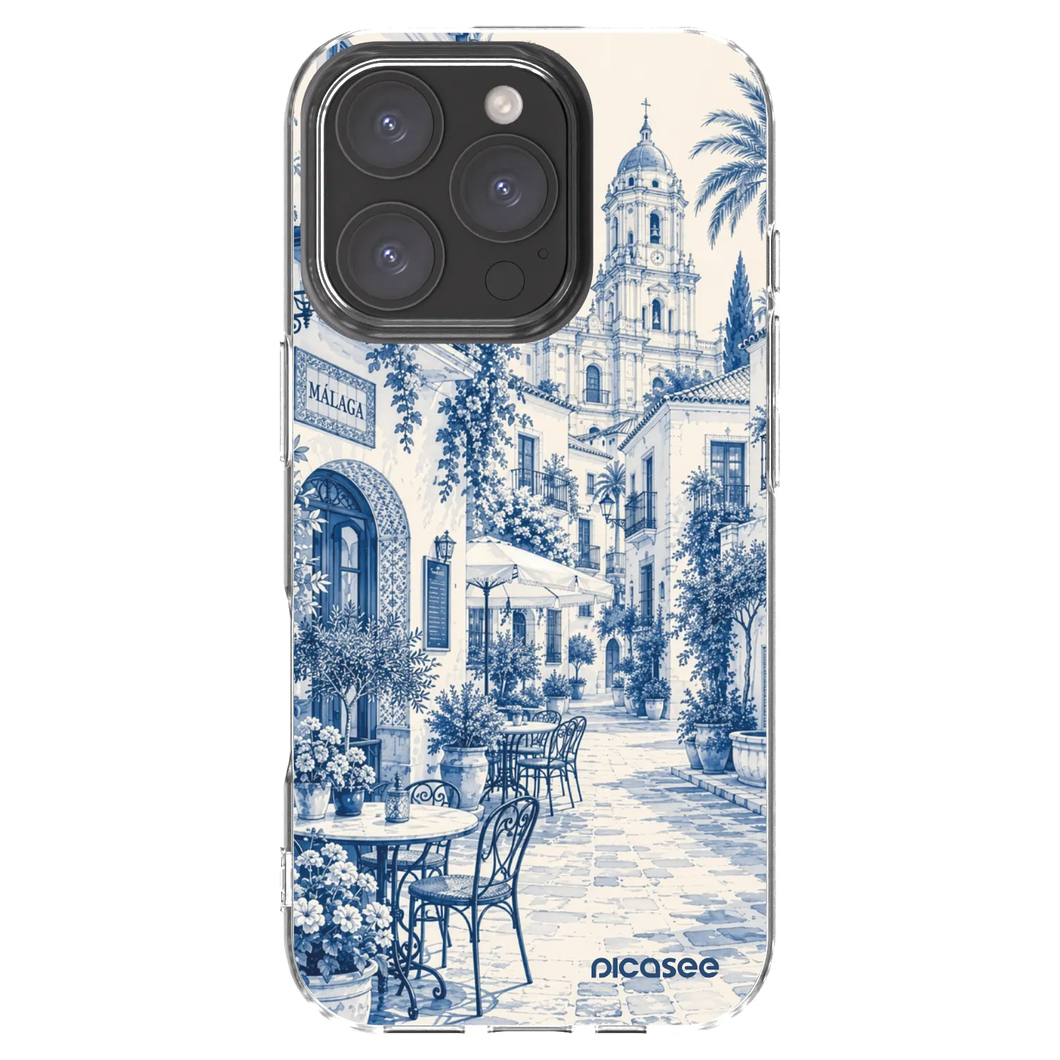 Picasee Apple iPhone 16 Pro Hülle - Transparentes Silikon - Calle Azul