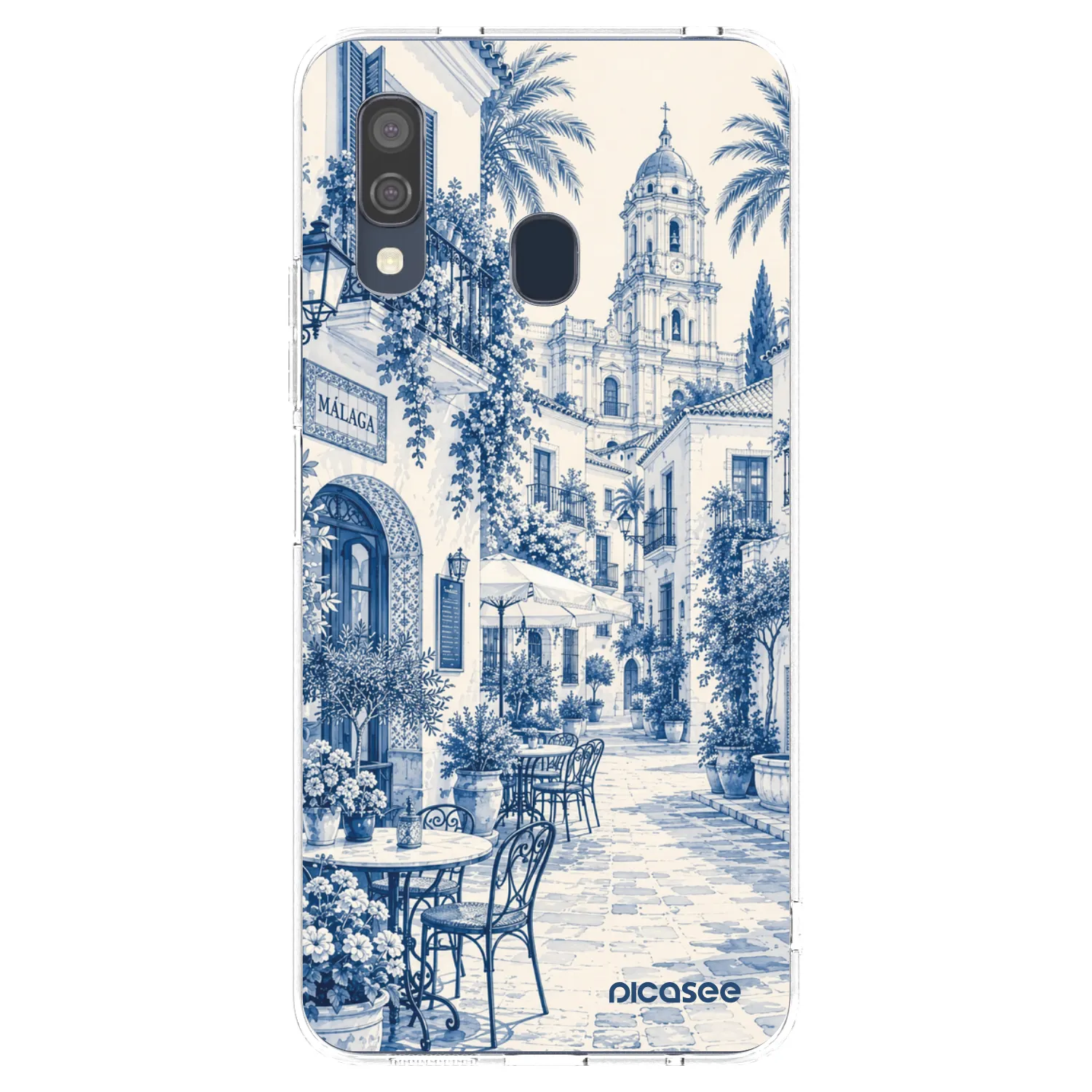 Picasee Samsung Galaxy A40 A405F Hülle - Transparentes Silikon - Calle Azul