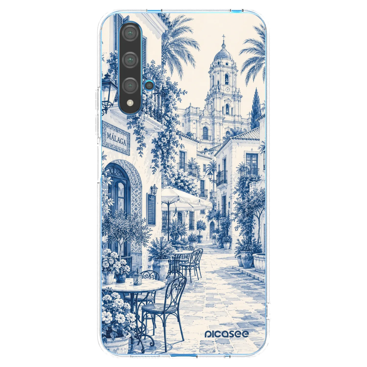 Picasee Huawei Nova 5T Hülle - Transparentes Silikon - Calle Azul