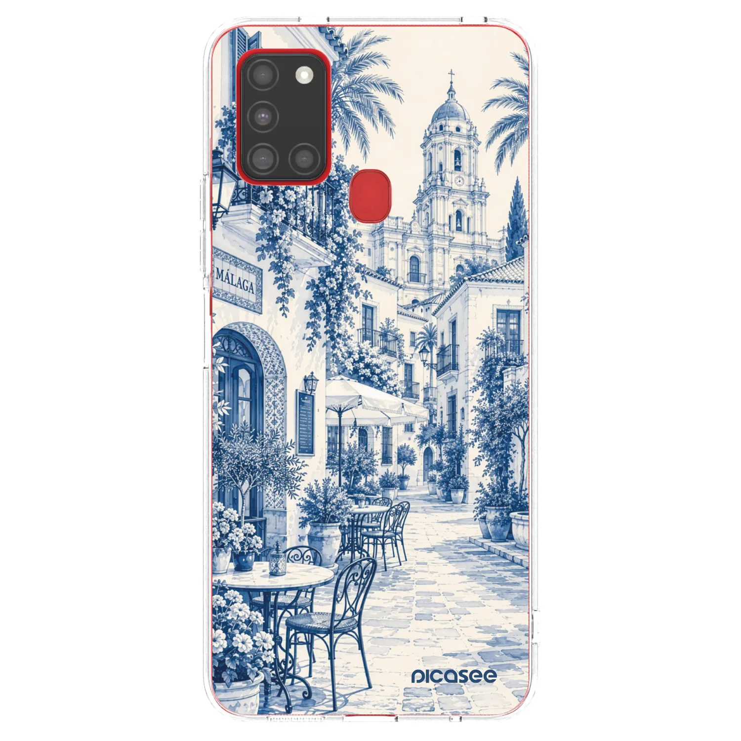 Picasee Samsung Galaxy A21s Hülle - Transparentes Silikon - Calle Azul