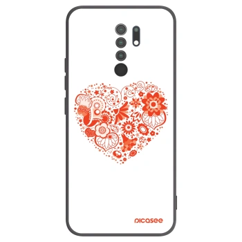Picasee Xiaomi Redmi 9 Hülle - Schwarzes Silikon - Großes Herz
