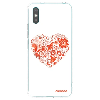 Picasee Xiaomi Redmi 9A Hülle - Transparentes Silikon - Großes Herz