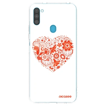 Picasee Samsung Galaxy M11 Hülle - Transparentes Silikon - Großes Herz