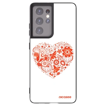 Picasee Samsung Galaxy S21 Ultra 5G G998B Hülle - Schwarzes Silikon - Großes Herz