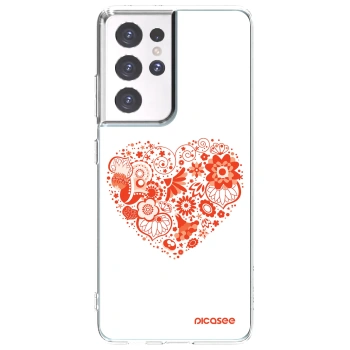 Picasee Samsung Galaxy S21 Ultra 5G G998B Hülle - Transparentes Silikon - Großes Herz
