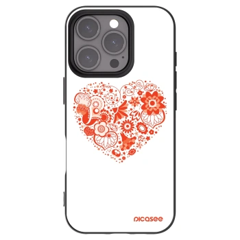 Picasee Apple iPhone 16 Pro Hülle - Schwarzes Silikon - Großes Herz