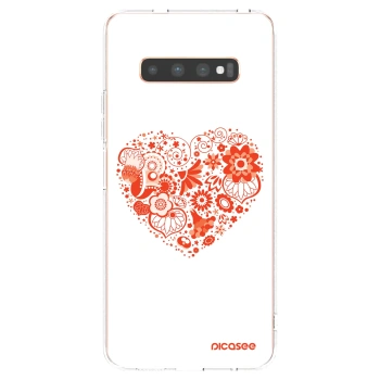 Picasee Samsung Galaxy S10 Plus G975 Hülle - Transparentes Silikon - Großes Herz