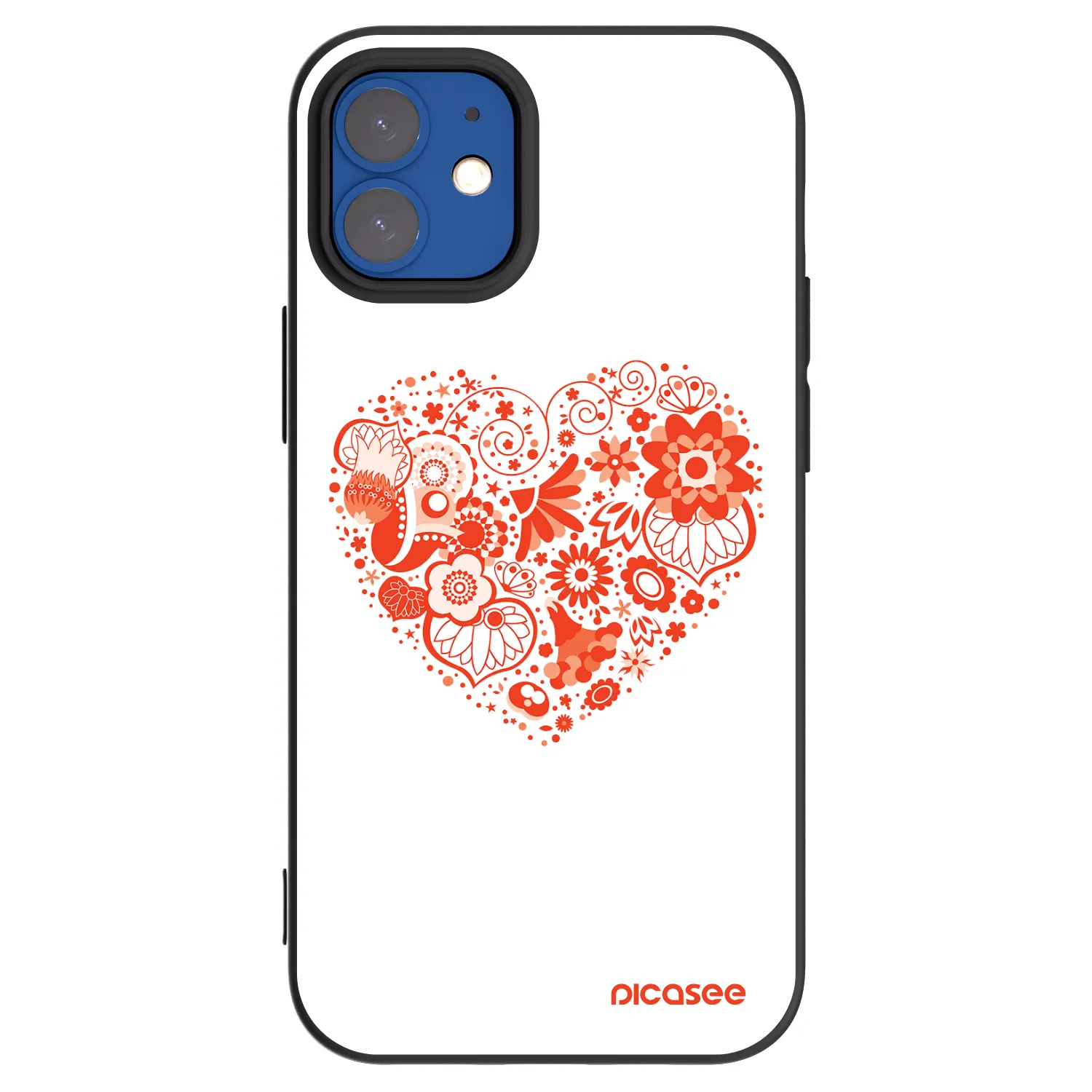 Picasee Apple iPhone 12 mini Hülle - Schwarzes Silikon - Großes Herz