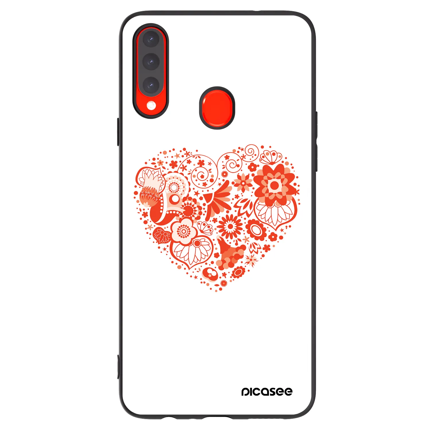 Picasee Samsung Galaxy A20s Hülle - Schwarzes Silikon - Großes Herz