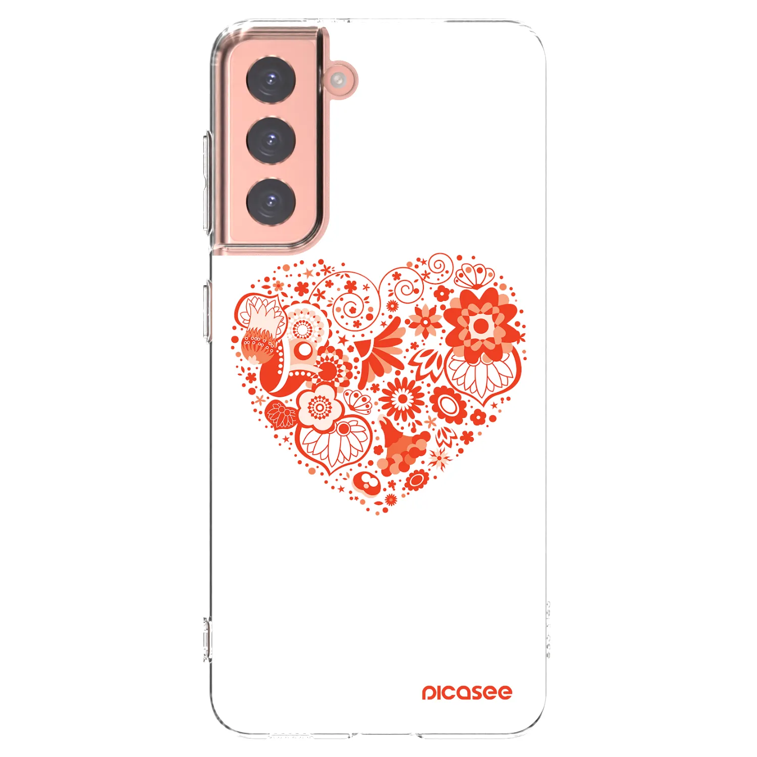 Picasee Samsung Galaxy S21 5G G991B Hülle - Transparentes Silikon - Großes Herz