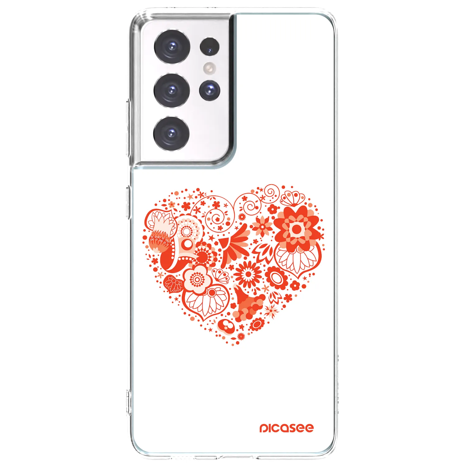 Picasee Samsung Galaxy S21 Ultra 5G G998B Hülle - Transparentes Silikon - Großes Herz