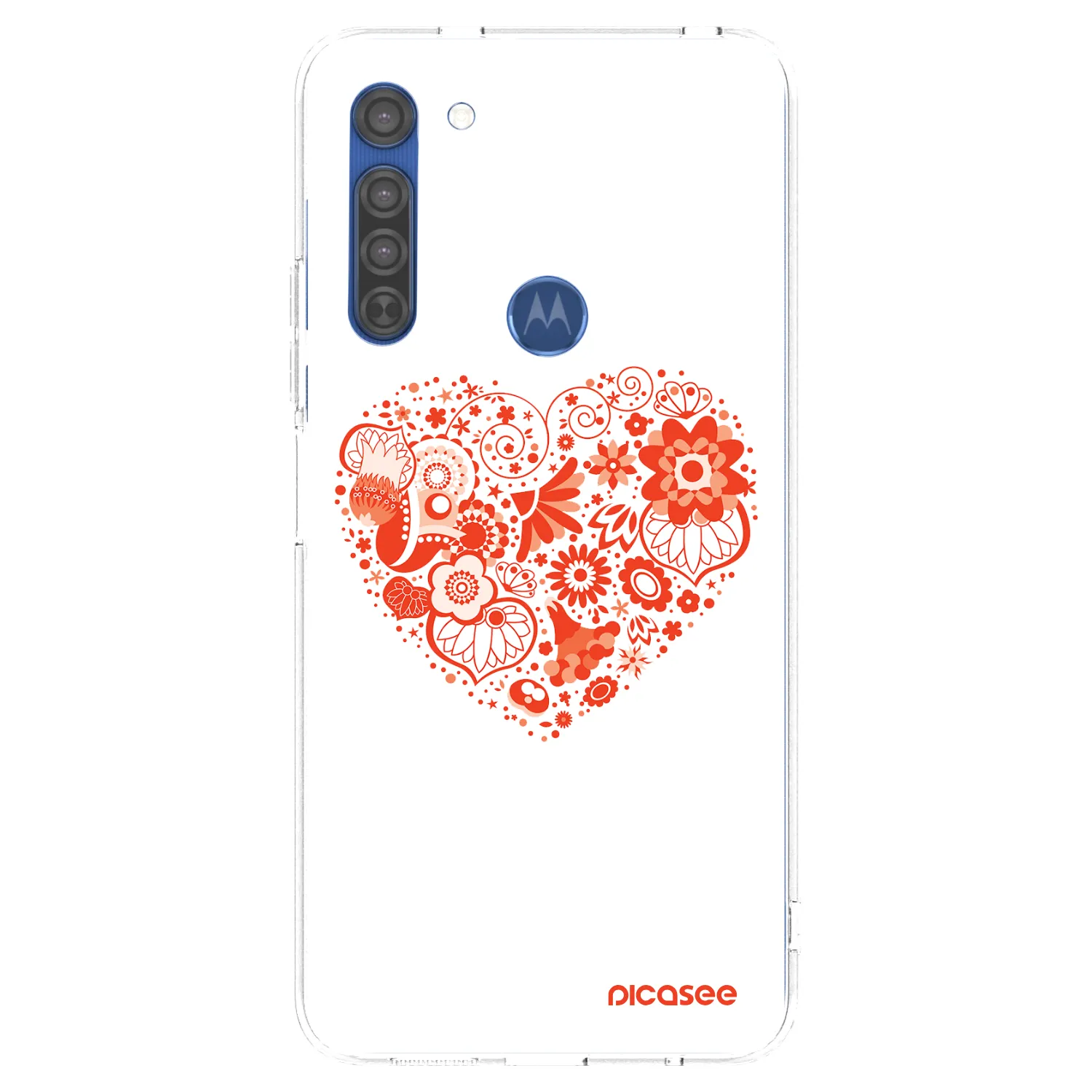 Picasee Motorola Moto G8 Hülle - Transparentes Silikon - Großes Herz