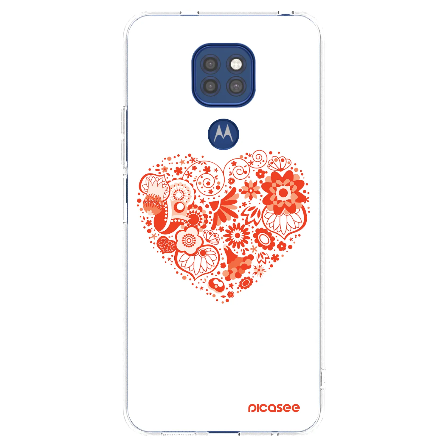 Picasee Motorola Moto G9 Play Hülle - Transparentes Silikon - Großes Herz